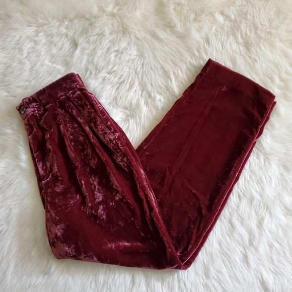 Madewell Red Velvet Tapered Pleat Pull-On Pants XS - Picture 6 of 15